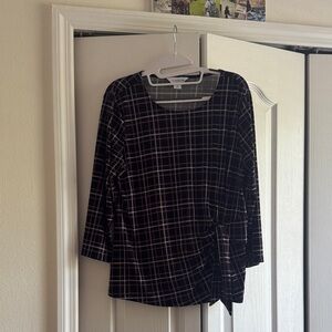 Liz Claiborne Black Plaid Blouse